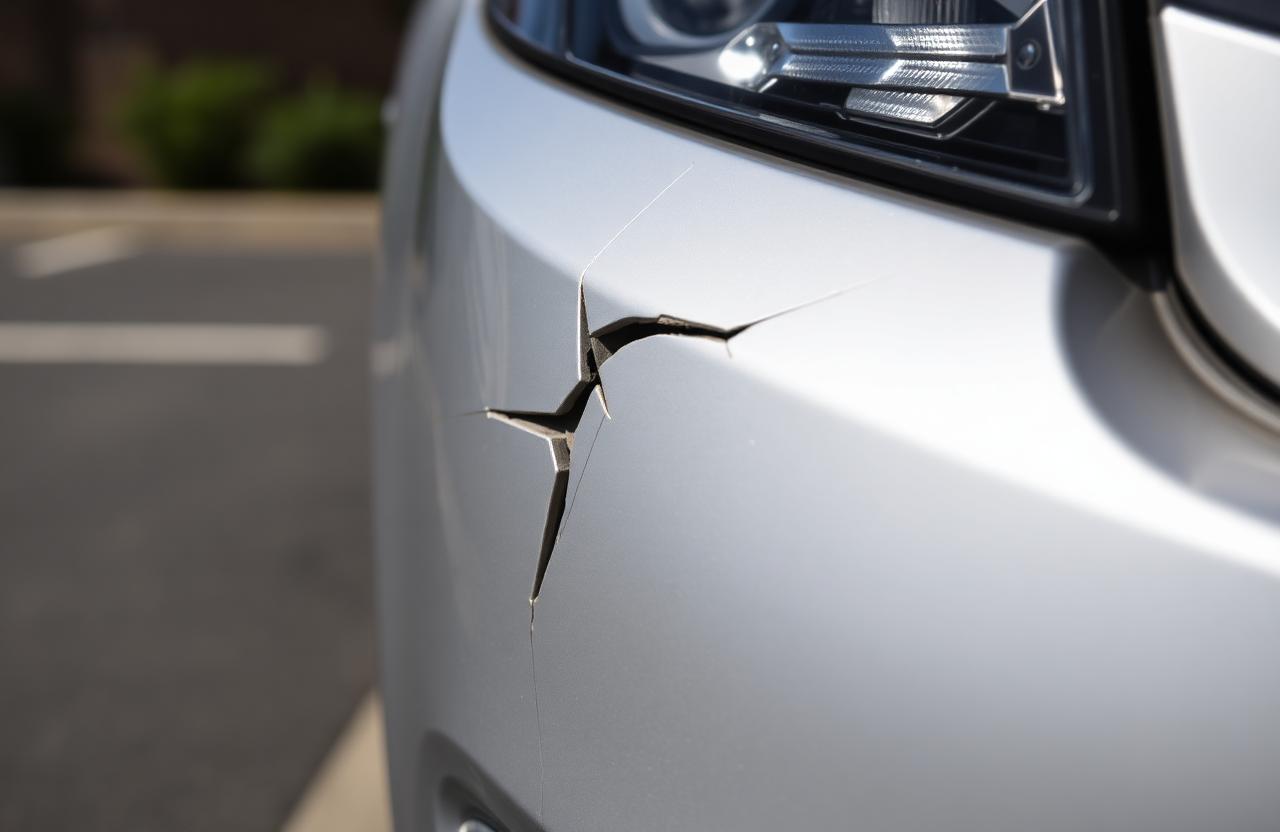 Bumper crack on right rear quarter panel